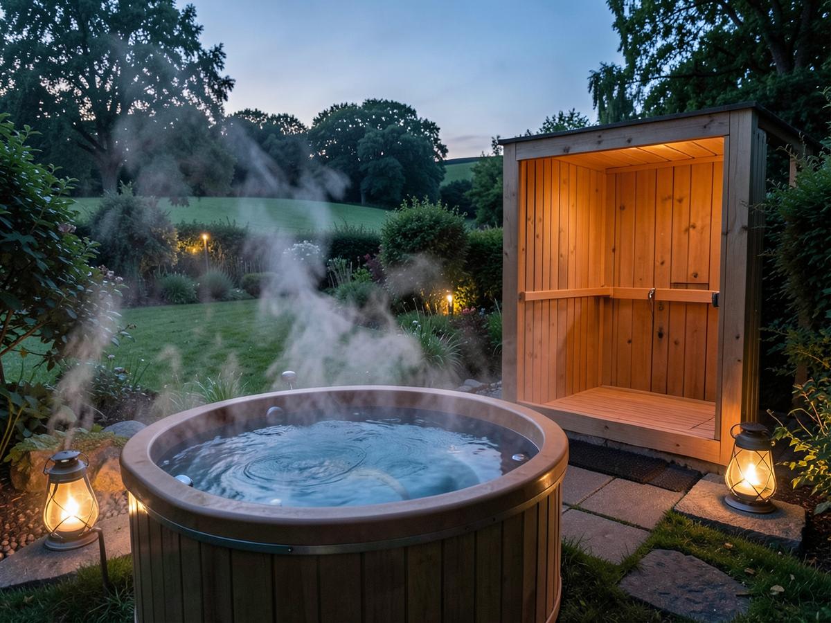 Wellness garden with hot tub and sauna